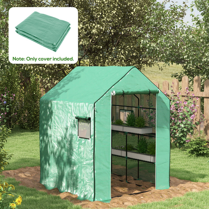 Walk-in Greenhouse PE Replacement Cover with Roll-Up Door - 140 x 143 x 190cm, Green with Windows - Ideal for Plant Protection & Extended Growing Season