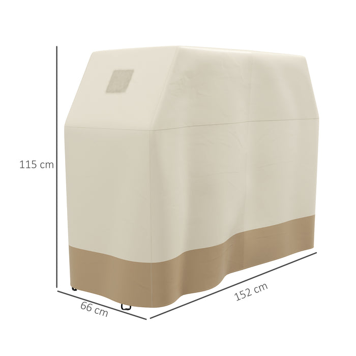 Outdoor Grill Protector - 66W x 152L cm Beige PU-Coated Weatherproof Cover - Ideal for Patio BBQ Shelter