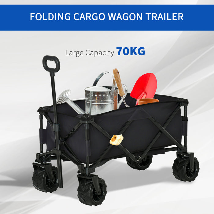 Outdoor Folding Utility Wagon - Heavy-Duty Cargo Cart with Wheels and Handle - Versatile Transport for Camping, Beach Trips, and Garden Hauling
