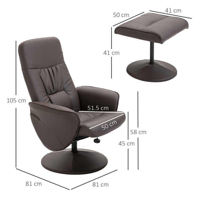 Luxurious Brown Executive Recliner Chair with High Back and Footstool - Comfortable Armchair Lounge Seat for Relaxation - Ideal for Office and Home Use