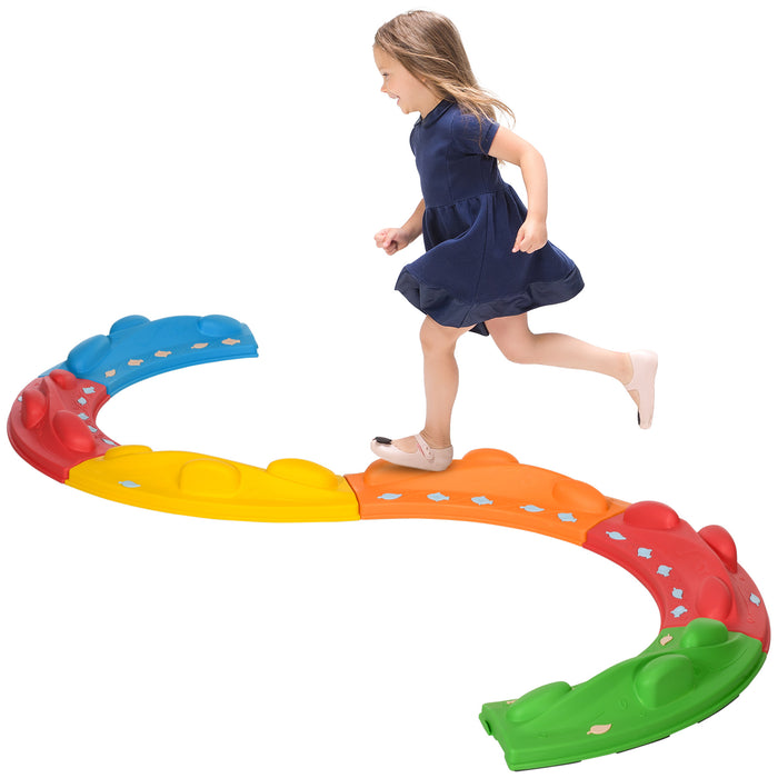 Kids Balance Beam and Stepping Stones Set - 6 Piece Obstacle Course for Coordination - Ideal for Children Ages 3-8, Multicolored