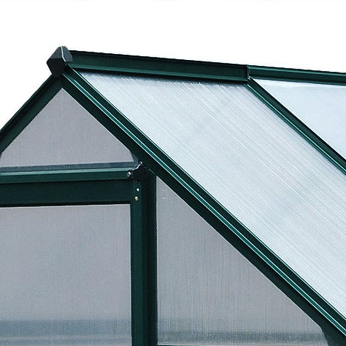 Large Walk-In Polycarbonate Greenhouse - Sturdy Aluminum Frame with Galvanized Base, 6x4 ft, Sliding Door - Ideal for Year-Round Gardening and Plant Growth