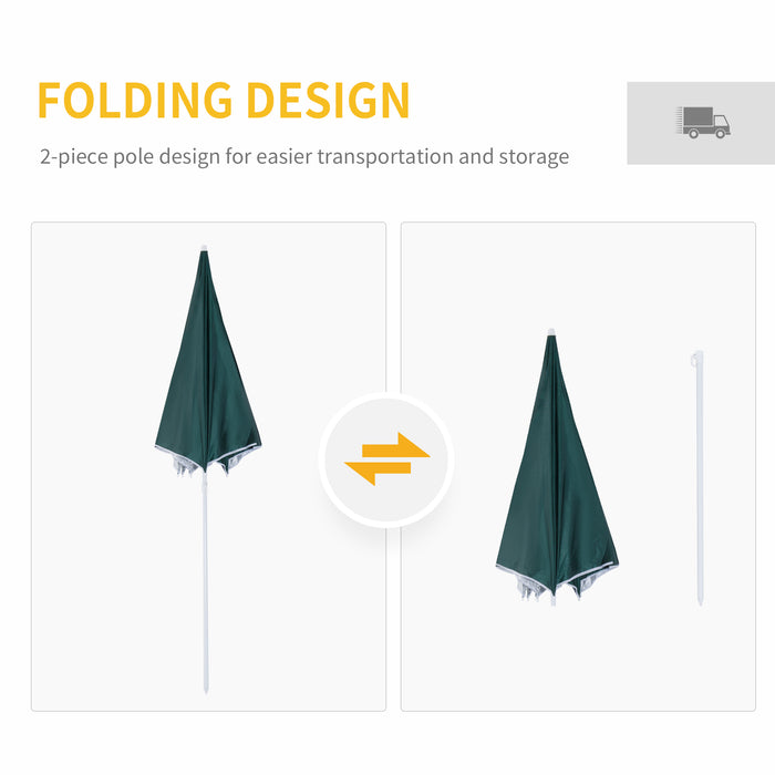 Fishing Umbrella with 2.2M Span and Side Protection - Weather-Resistant Dark Green Parasol - Ideal for Anglers and Outdoor Enthusiasts