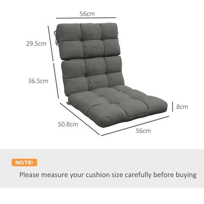 Garden Comfort Seating Set - 2-Piece Chair Cushion and Backrest in Charcoal Grey With Ties - Ideal for Patio Furniture Comfort Upgrade