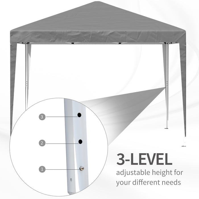 Garden Pop Up Gazebo - 3x3m Adjustable Marquee Party Tent with Carrying Bag - Ideal for Weddings and Outdoor Events, Grey