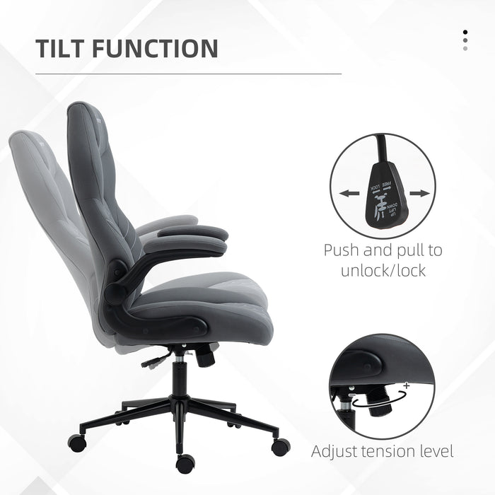 Ergonomic Home Office Desk Chair - Computer Chair with Flip-Up Armrests, Swivel Seat, Tilt Function in Dark Grey - Ideal for Comfortable Work From Home Setup