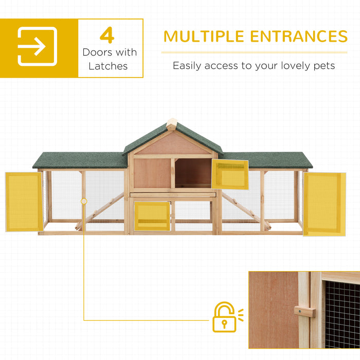 Deluxe Double-Tier Bunny Hutch with Ladder - Spacious Wooden Rabbit & Guinea Pig Home, Outdoor Run, Slide-Out Tray - Ideal for Pet Safety & Comfort, Measures 210x45.5x84.5 cm