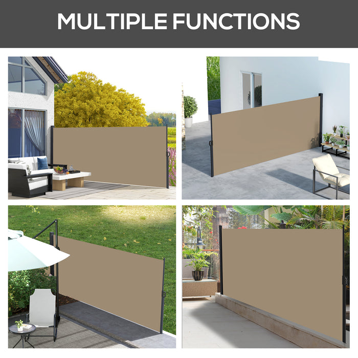 Retractable Side Awning 400x180cm - Outdoor Privacy Divider for Garden, Balcony, Terrace - Ideal for Hot Tub & Pool Areas, Khaki Shade