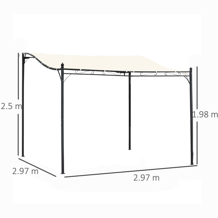 Elegant Scrolling Pergola Gazebo - Metal Frame with Weather-Resistant Canopy, 3x3m, Cream White - Sun and Rain Shelter for Garden Outdoor Comfort