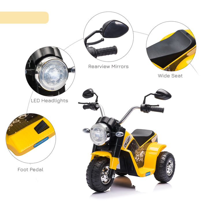 Kids Electric Motorcycle - 3-Wheeled Ride-On Motorbike with Battery, Headlights & Horn - Perfect for Toddlers 18-36 Months in Bright Yellow