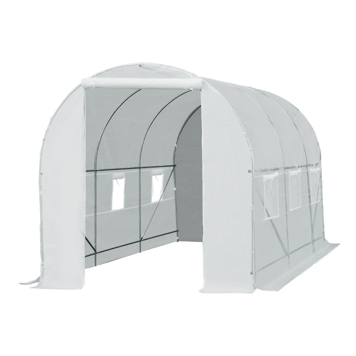 Large Galvanized Steel Poly Tunnel Greenhouse - 4.5x2x2 Meters, Outdoor Walk-In Structure - Ideal for Patio Gardening & Plant Protection