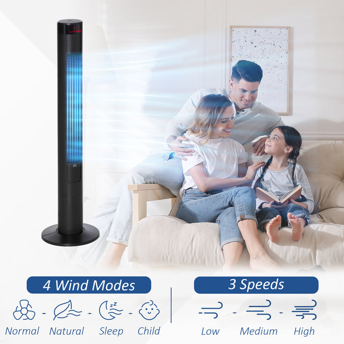 46" Tower Fan with Remote - 12-Hour Timer, 3-Speed Selection, 4 Cooling Modes, Quiet Operation - Ideal Electric Standing Fan for Home, Bedroom, Office