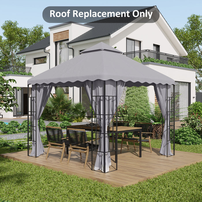 3 x 3m Gazebo Canopy Top - Two-Tiered Light Grey Roof Replacement Cover - Ideal for Outdoor Patio Shelter Enhancement