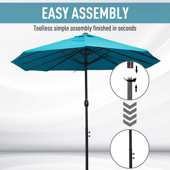 Double-Sided Patio Parasol Sun Umbrella, 4.6m - UV Protection and Adjustable Shade - Ideal for Outdoor Entertainment and Garden Relaxation