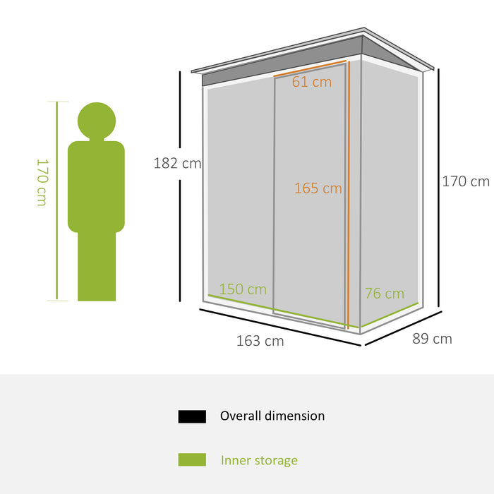 Outdoor Equipment Storage - 3ft Double Garden Shed with Sliding Door and Sloped Roof - Ideal for Backyard Tool Organization, Black