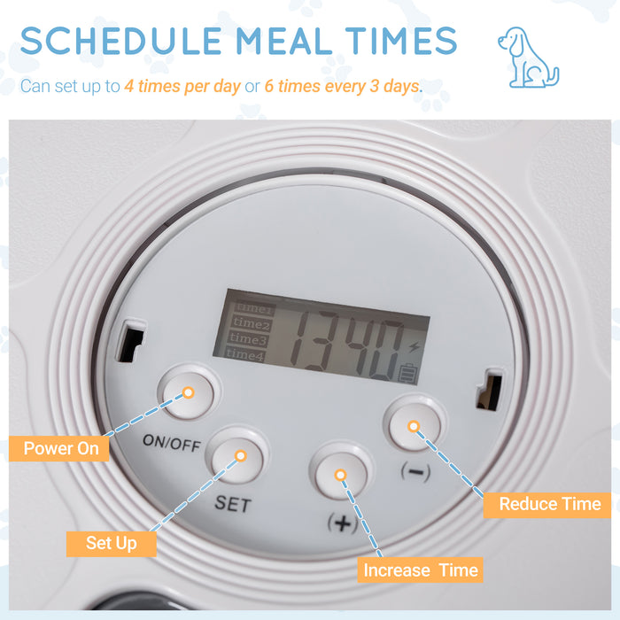 6-Meal Automatic Pet Feeder with Digital Timer - Wet/Dry Food Compatible Dispenser, LED Display, Battery-Operated - Ideal for Dogs & Cats, Portion Control Convenience