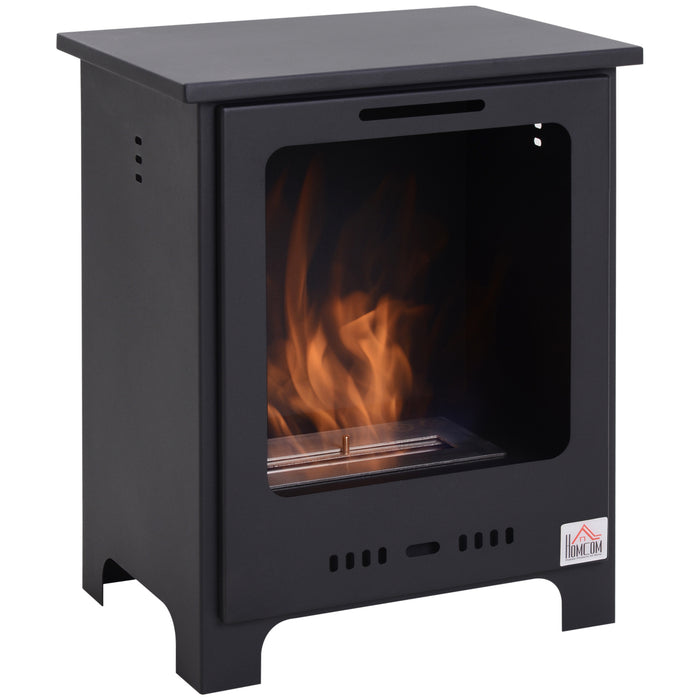 Bioethanol Fireplace with 1.5L Tank - Freestanding, 3-Hour Burn Time, Indoor Use, Sleek Black Design - Cozy Ambiance for Home Living Spaces