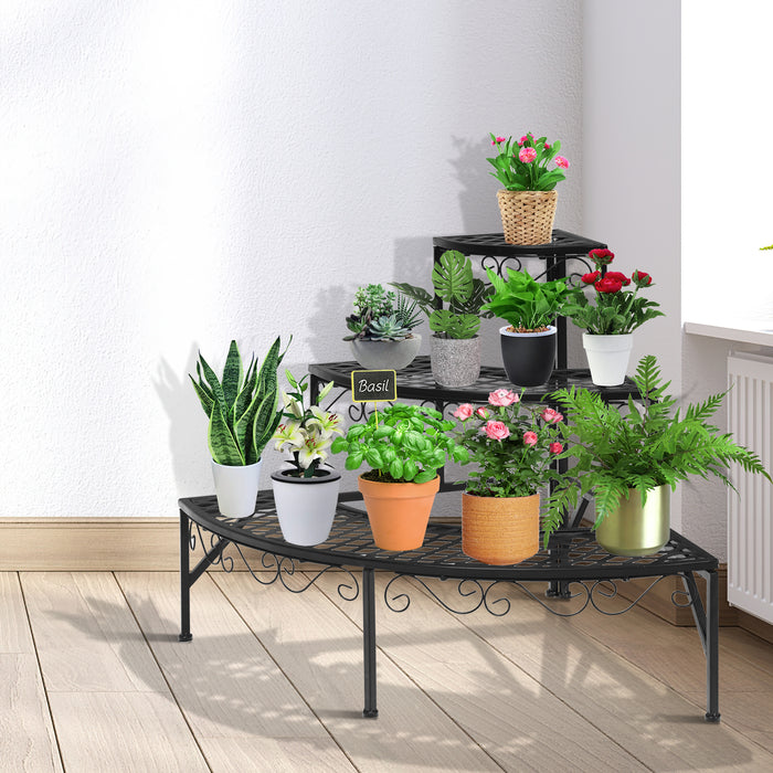 3-Tier Display - Plant Rack with Layered Shelving - Ideal for Displaying Flowers and Plants Indoor or Outdoor