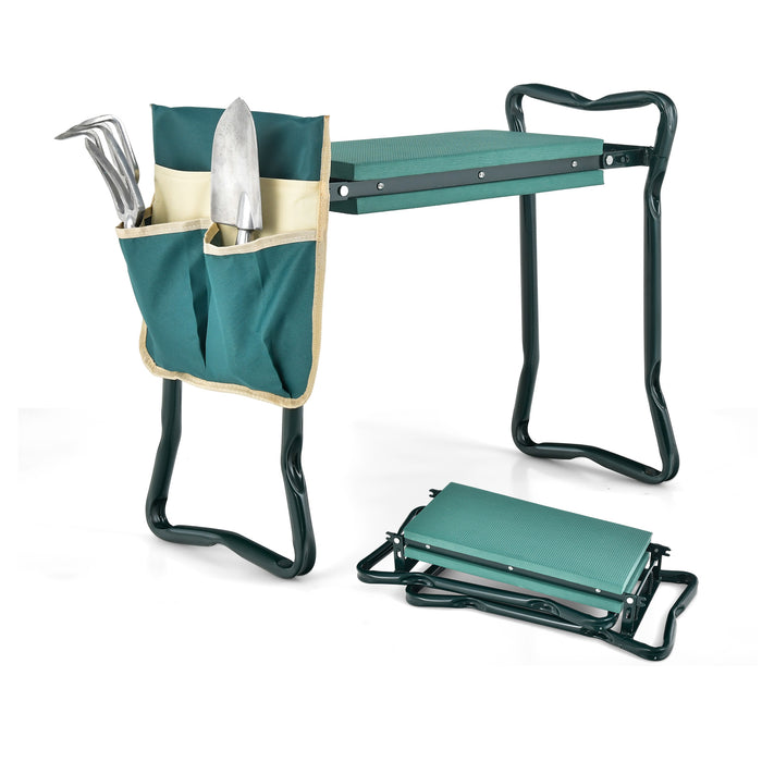 2-in-1 Folding Garden Kneeler and Seat - With Tool Pouch, Multifunction Outdoor Gardening Accessory - Ideal for Gardeners Looking for Comfort and Convenience