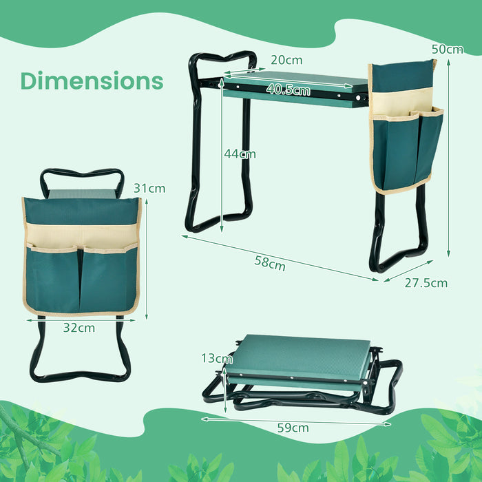 2-in-1 Folding Garden Kneeler and Seat - With Tool Pouch, Multifunction Outdoor Gardening Accessory - Ideal for Gardeners Looking for Comfort and Convenience