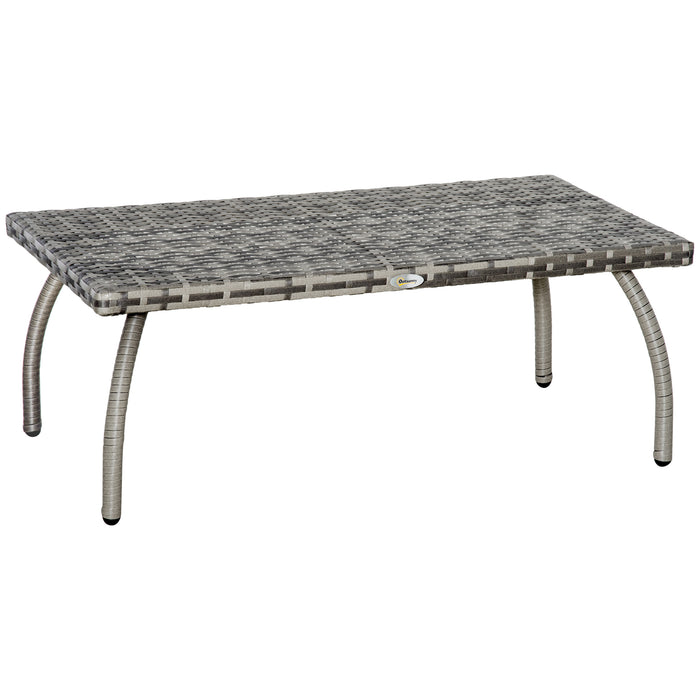 Outdoor Rattan Coffee Table - All-Weather Wicker Side Table in Grey - Ideal for Garden, Balcony, and Backyard Spaces