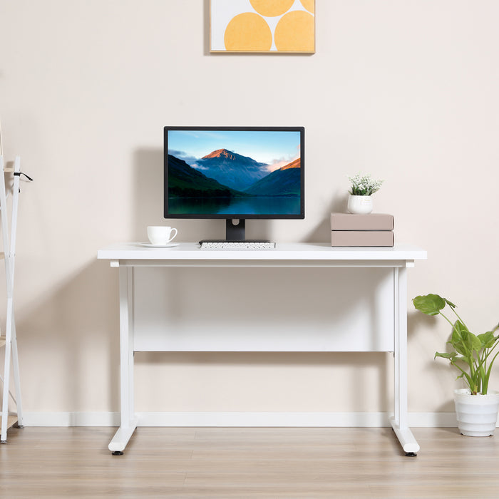 Home Office Writing Desk - Spacious 120x60x75cm Computer Table with Dual Cable Management, C-Shaped Metal Legs - Ideal for Workstation Setup, Laptop Users