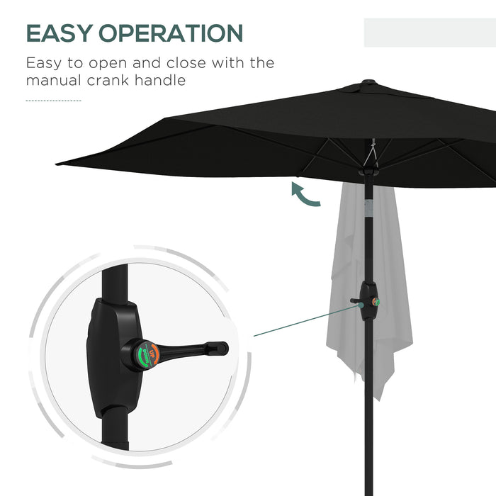 Rectangular Garden Parasol Umbrella with Crank and Push Button Tilt - 2x3m Sun Shade with 6 Ribs and Aluminium Pole for Outdoor Markets - Ideal for Patio, Deck, and Poolside Protection