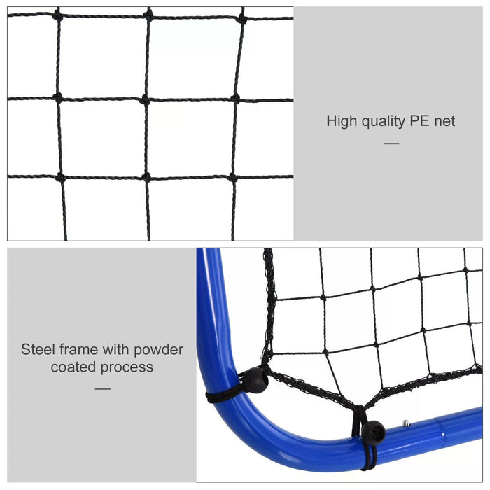 Outdoor Rebounder Training Net - PE Mesh Double-Sided, Sturdy Frame, Blue - Ideal for Solo Soccer Practice or Team Drills