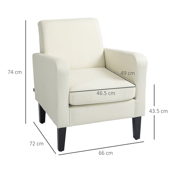 Modern Cream White Accent Chair - Stylish Occasional Seating with Durable Rubber Wood Legs - Perfect for Living Room and Bedroom Comfort