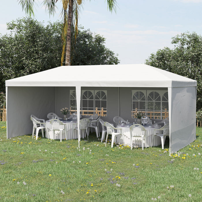 6x3m Party Tent Gazebo - Marquee with Windows and Side Panels for Outdoor Events - Patio Canopy Shelter, Ideal for Gatherings and Celebrations