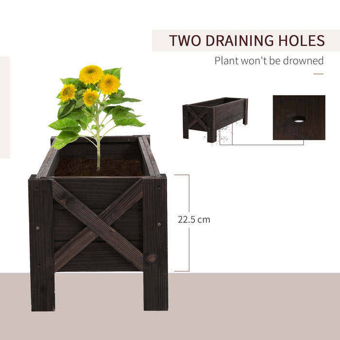 Outdoor Garden Bed Planter - Fir Wood Raised Container for Plants, Flowers & Vegetables - Ideal for Patio Spaces 100x36.5x36 cm