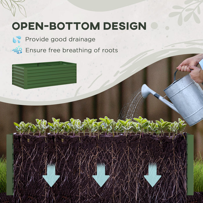 Galvanized Steel Raised Garden Bed - Durable Outdoor Planters with Multi-Reinforced Rods, 180 x 90 x 59 cm, Green - Ideal for Gardening Enthusiasts and Urban Farmers