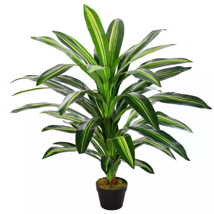 Artificial Dracaena Tree 110cm/3.6FT Faux - 40 Lush Leaves in a Nursery Pot, Ideal for Home & Office - Enhance Your Indoor/Outdoor Space with Tropical Elegance