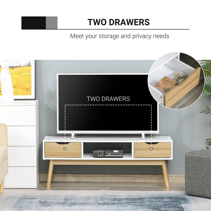 TV Stand Cabinet with Storage - Fits up to 50-Inch TVs, Includes 2 Drawers and Spacious Compartment - Ideal Entertainment Unit for Living Room Organization