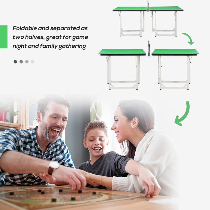 Folding Mini Tennis Table 182cm with Net - Indoor Outdoor Ping Pong Gaming Table, Multi-Use, Green - Perfect for Small Spaces & Family Fun