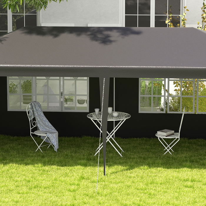 Outdoor Party Tent Gazebo - 6x3m Marquee with Windows & Side Panels for Patio Shelter - Ideal for Events and Gatherings, Dark Grey