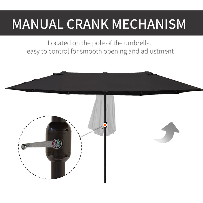 Double-Sided 4.6m Patio Parasol - Large Outdoor Sun Umbrella in Elegant Black - Ideal Shade Solution for Garden, Poolside, and Deck Relaxation