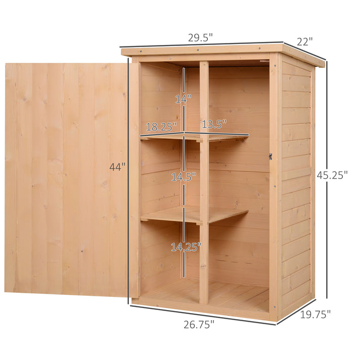 Outdoor Fir Wood Tool Shed - Garden Storage Cabinet with Shelves, 75 x 56 x 115 cm - Ideal Organizer for Yard Tools and Equipment