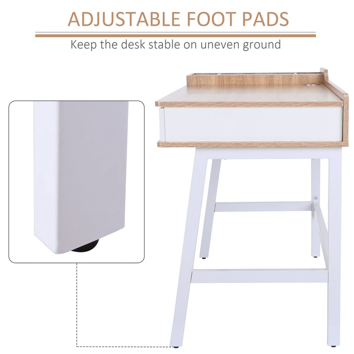 Computer Desk with Built-In Drawer and Storage - Cable Management System and Sturdy Metal Frame - Ideal for Home Office and Student Use