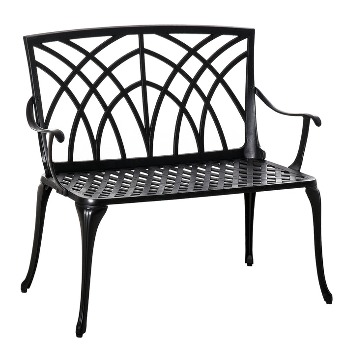 Aluminium 2-Seater Garden Bench - Weather-Resistant Loveseat with Decorative Backrest and Ergonomic Armrests - Perfect for Patio, Terrace, and Porch Comfort