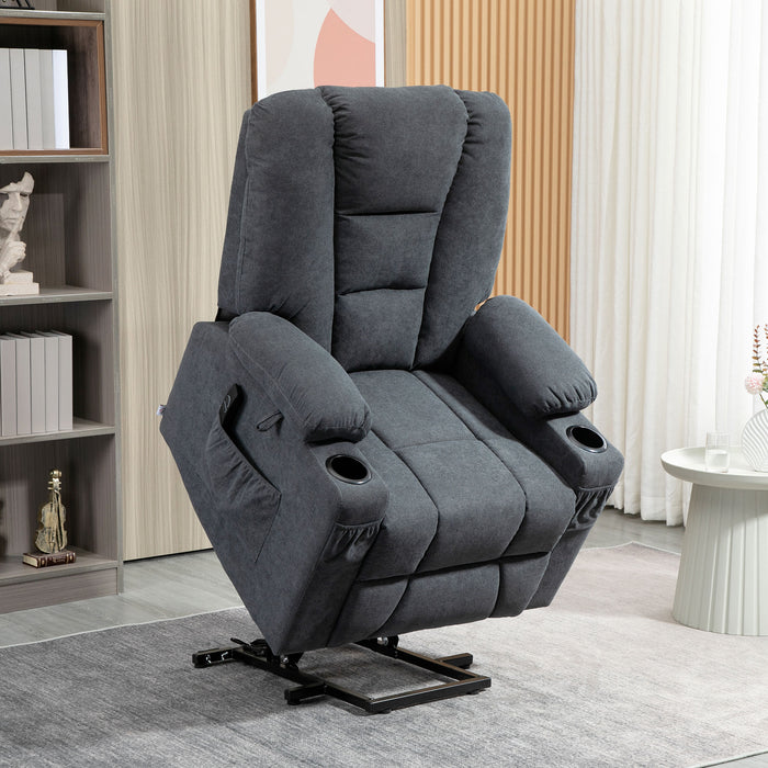 ElderEase Comfort Recliner - Oversized Upholstered Lift Chair with Remote Control and Storage - Ideal for Seniors, Features Side Pockets and Cup Holder