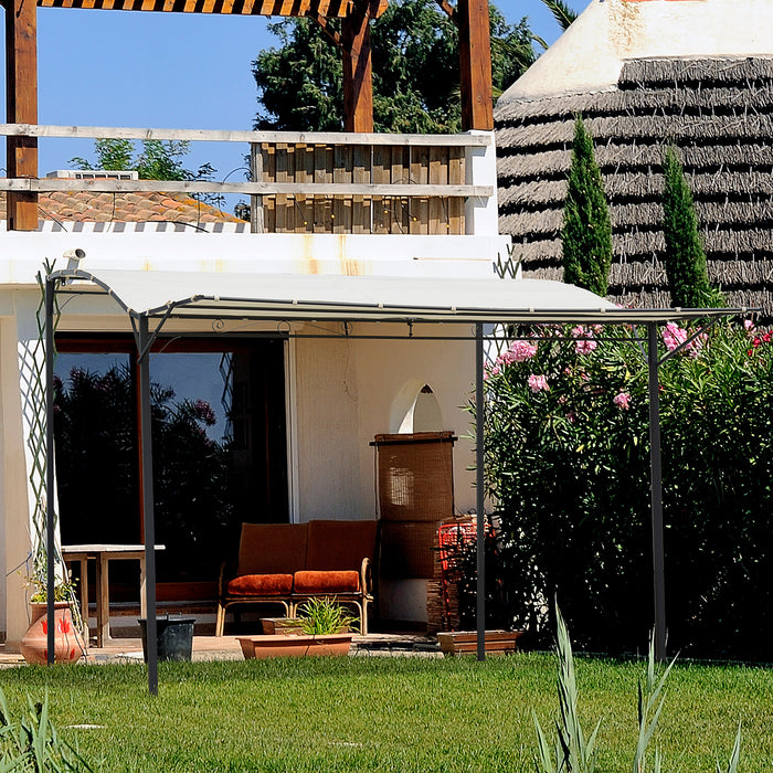 Metal Pergola Gazebo 3x2.5m - Wall-Mounted Canopy with Sunshade and Extended Shelter, Cream White - Ideal for Garden Parties and Outdoor Relaxation