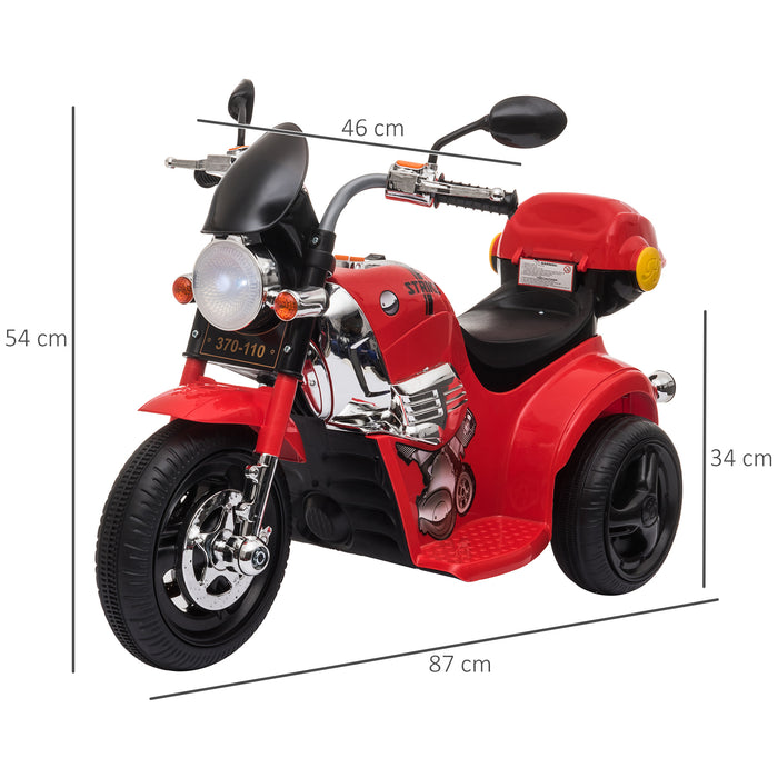 Kids' Electric Trike Motorcycle with Sound & Lighting Effects - 6V Battery-Powered Ride-On Toy with Music and Horn for Toddlers - Safe and Fun Riding for 18-36 Month Olds, Vibrant Red