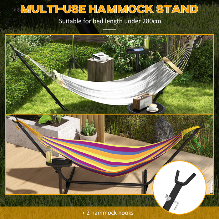 9.4ft Steel Frame Hammock Stand with Side Tray - Versatile Stand for String, Brazilian, Flat, and Rope Hammocks - Ideal for Patio Relaxation and Outdoor Lounging