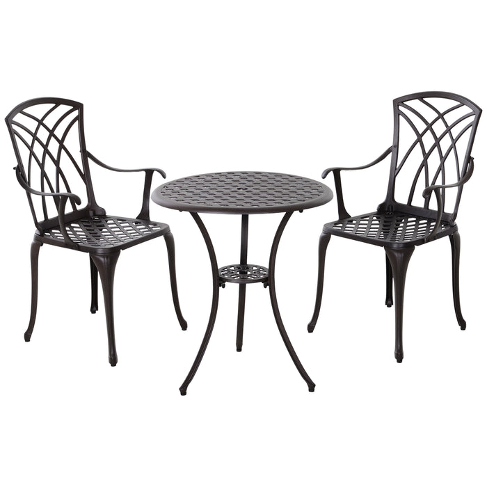 Elegant Cast Aluminium 3-Piece Bistro Set - Includes Coffee Table & 2 Chairs for Outdoor Use - Ideal Garden and Patio Furniture for Relaxation