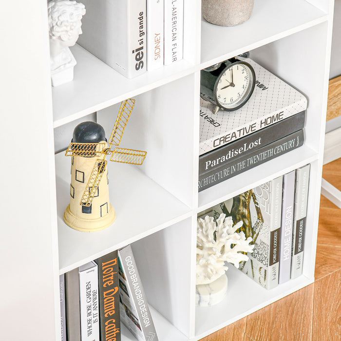 3-Tier 6-Cube Storage Organizer - Particle Board Cabinet Bookcase with Shelving - Ideal for Home Office Organizing and Decor in White