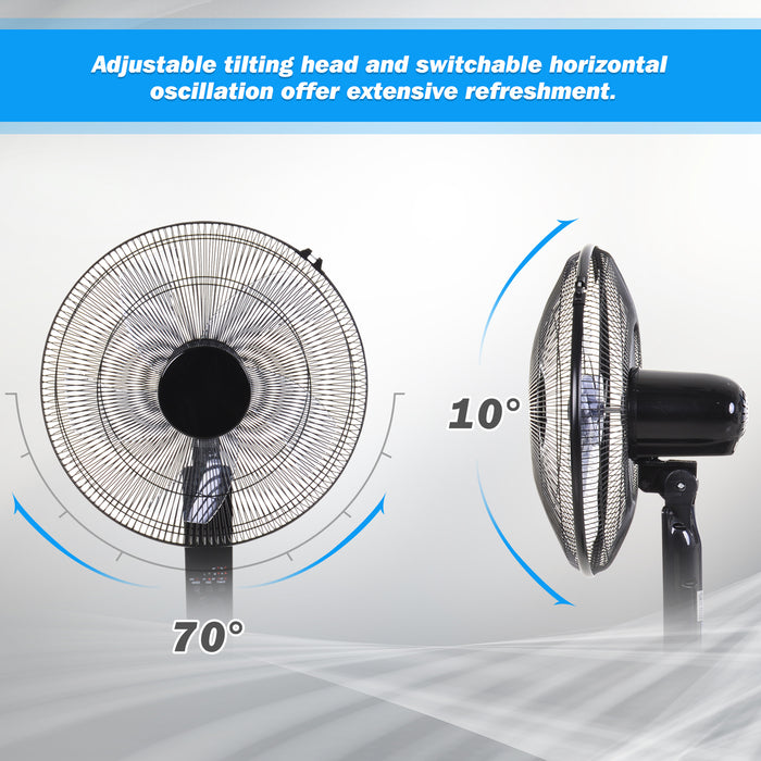 Cool Breeze Oscillating Floor Fan - Remote Controlled, Adjustable Height & Speed Modes, 7.5-Hr Timer - Indoor Air Cooling and Refreshing Solution