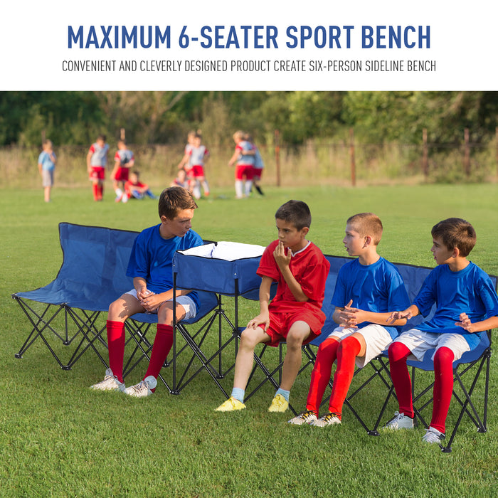 6-Seater Steel Camping Bench - Portable Folding Design with Integrated Cooler Bag - Ideal for Outdoor Events and Family Gatherings