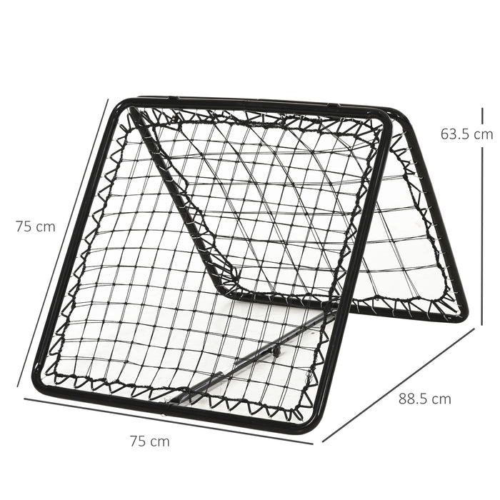 Adjustable Rebounder Net for Sports Training - Double-Sided, Angle Customization, 75x75cm Target Area - Ideal for Soccer, Baseball, Basketball Skill Improvement