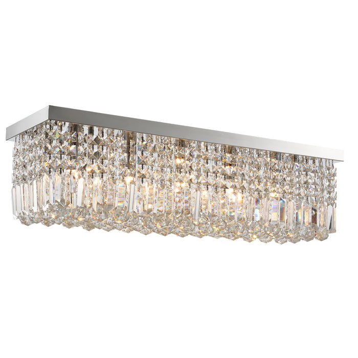 Modern Square Crystal Ceiling Chandelier - E14 Base, Silver Finish, 80x25x23cm for Living & Dining Room Elegance - Ideal Lighting Fixture for Sophisticated Home Ambiance